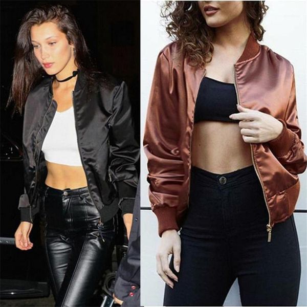 zipper fly long sleeve jacket womens fashion casual short coat spring women winter coats fashion personality, Black;brown